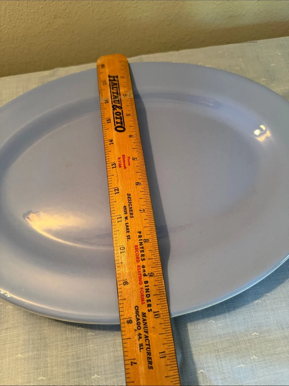 Pastel blue Oval Ceramic Serving Platter - Brand Unspecified